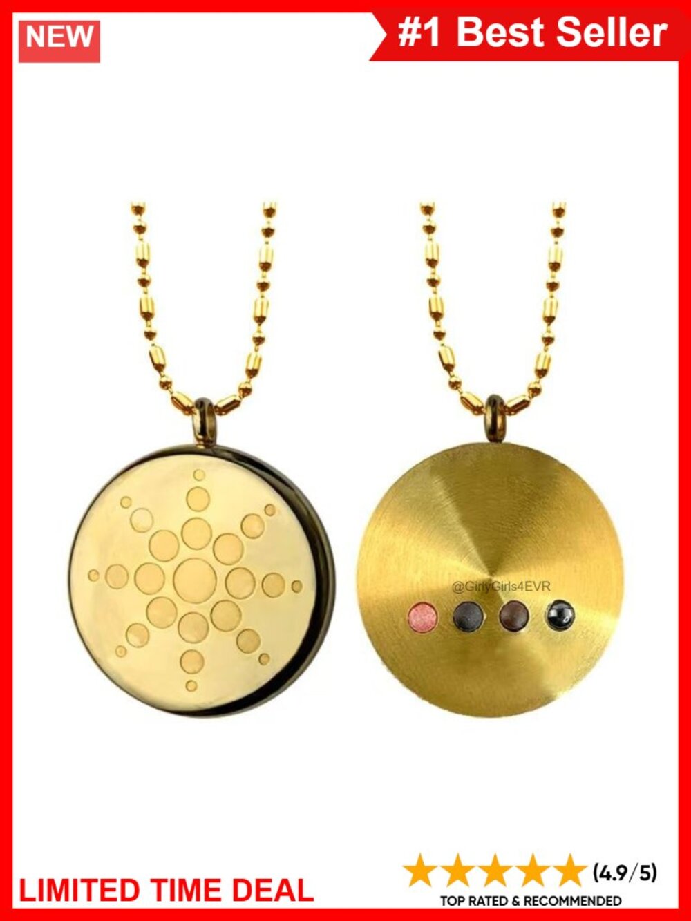 Sunflower Energy Protection Shield Defense Pendant Necklace Stainless Steel